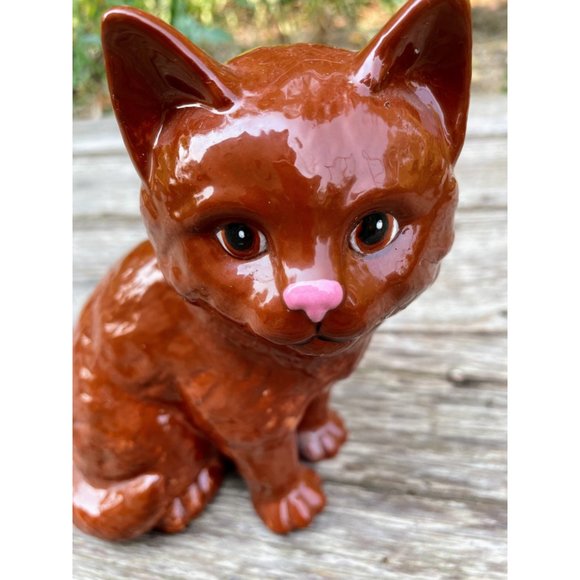 Vintage 1970s Brown Ceramic Cat Kitty Figurine - Picture 6 of 8